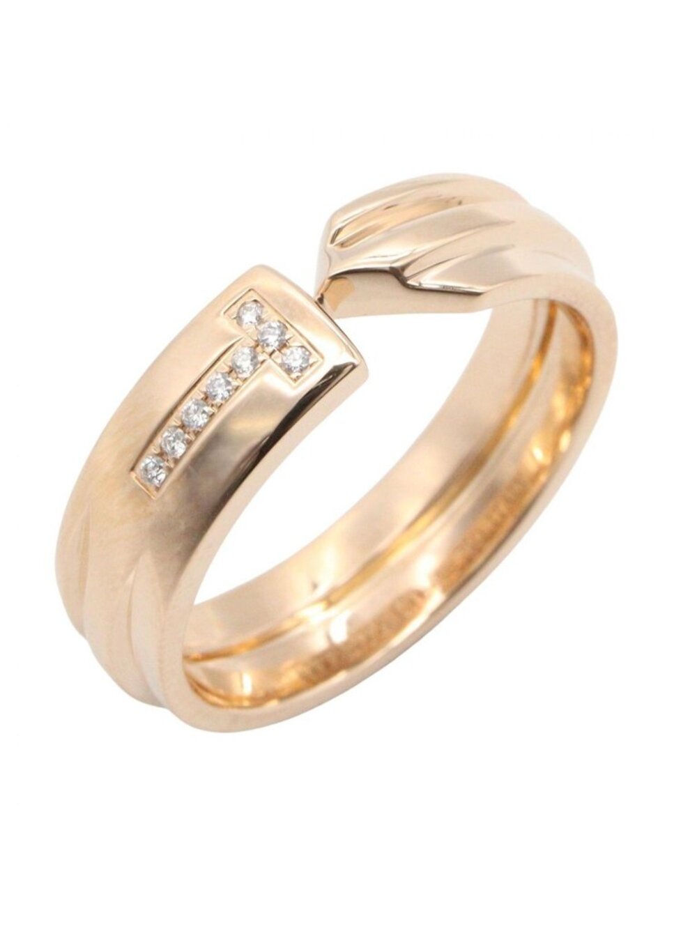 Tiffany & Co Ring T Modern Key Diamond 18K Pink Gold